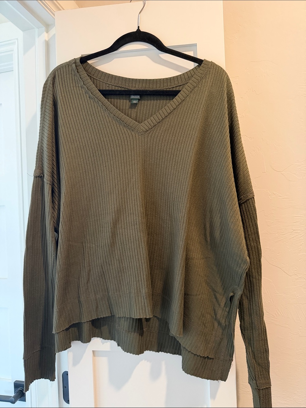 Wild Fable Olive Ribbed V-Neck Sweater